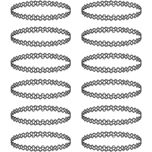 12PC Tattoo Choker Necklace - 90s Accessories 2000s Jewelry - Picture 1 of 7